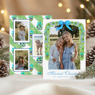 Waterverf Pauw Kerst Garland Swag Foto Feestdagenkaart
