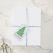 Waterverf Pauw Kerstmis Cadeaulabel (Met Touw)