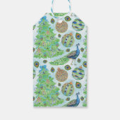 Waterverf Pauw Kerstmis Cadeaulabel (Achterkant)