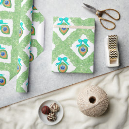 Waterverf Pauw Kerstmis Cadeaupapier