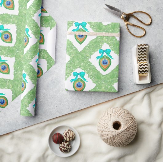 Waterverf Pauw Kerstmis Cadeaupapier (Crafts)