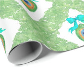 Waterverf Pauw Kerstmis Cadeaupapier (Rol Hoek)