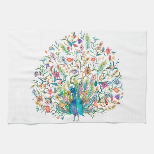 Waterverf Pauw Keuken Handdoeken (Horizontaal)