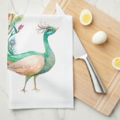 Waterverf Pauw Keukendoeken Theedoek (Quarter Fold)
