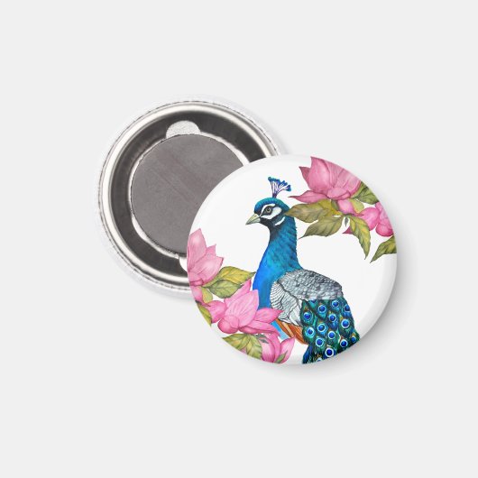 Waterverf pauw magneet (Voorkant / Achterkant)