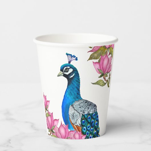 Waterverf pauw papieren bekers (Achterkant)