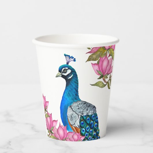 Waterverf pauw papieren bekers (Voorkant)
