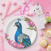 Waterverf pauw papieren bordje (Feest)