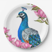 Waterverf pauw papieren bordje (Voorkant)