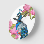 Waterverf pauw ronde klok (Hoek)