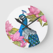 Waterverf pauw ronde klok (Voorkant)