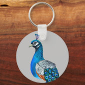 Waterverf pauw sleutelhanger (Voorkant)