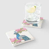 Waterverf pauw stenen onderzetter (Zijkant)