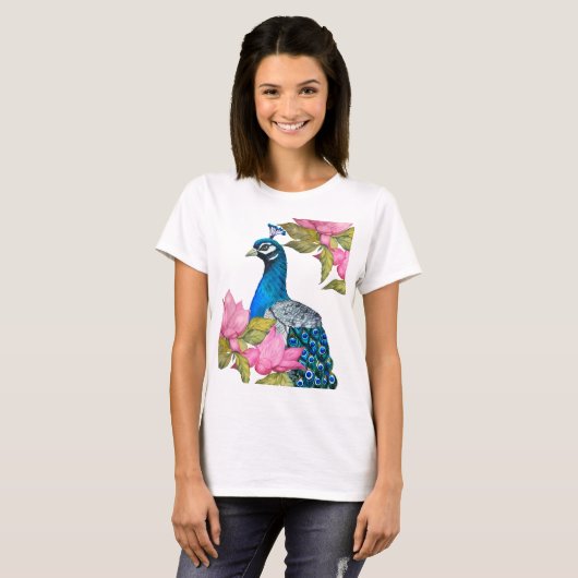 Waterverf pauw t-shirt (Voorkant volledig)