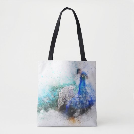 Waterverf Pauw Tote Bag (Voorkant)