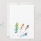 Waterverf pauw veren bruiloft kaart (Achterkant)