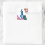 Waterverf pauw vierkante sticker (Tas)