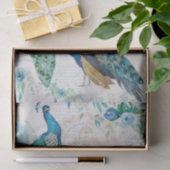 Waterverf pauw, vlinders & blauwe bloemen tissuepapier (Geschenk)