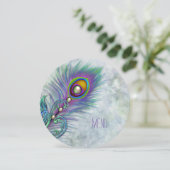 Waterverf  Pauw Wedding Menu Kaart (Staand voorkant)