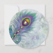 Waterverf  Pauw Wedding Menu Kaart (Voorkant)