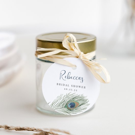 Waterverf Pauwveer Bruidsdouche Bedankjes Labels