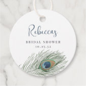 Waterverf Pauwveer Bruiloftsshower Bedankjes Labels (Voorkant)