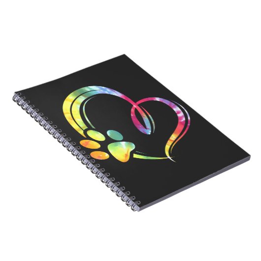 Waterverf Paw en Heart Design Hondenliefhebber Notitieboek (Rechterzijde)