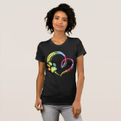 Waterverf Paw en Heart Design Hondenliefhebber T-shirt (Voorkant volledig)