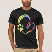 Waterverf Paw en Heart Design Hondenliefhebber T-shirt (Voorkant)