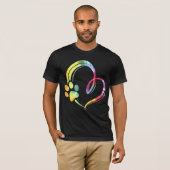 Waterverf Paw en Heart Design Hondenliefhebber T-shirt (Voorkant volledig)