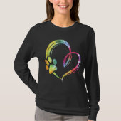 Waterverf Paw en Heart Design Hondenliefhebber T-shirt (Voorkant)
