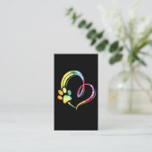 Waterverf Paw en Heart Design Hondenliefhebber Visitekaartje (Staand voorkant)