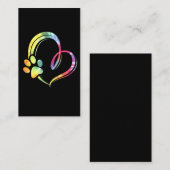 Waterverf Paw en Heart Design Hondenliefhebber Visitekaartje (Voorkant / Achterkant)