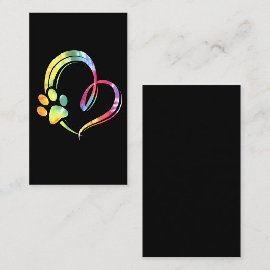 Waterverf Paw en Heart Design Hondenliefhebber Visitekaartje (Voorkant / Achterkant)