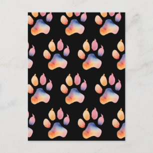 Waterverf Paw Print Achtergrond Briefkaart