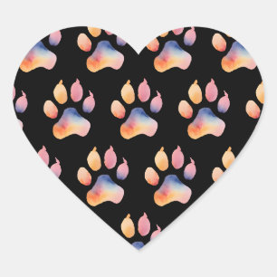 Waterverf Paw Print Achtergrond Hart Sticker