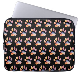 Waterverf Paw Print Achtergrond Laptop Sleeve