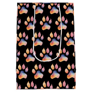 Waterverf Paw Print Achtergrond Medium Cadeauzakje