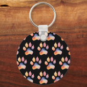 Waterverf Paw Print Achtergrond Sleutelhanger (Voorkant)