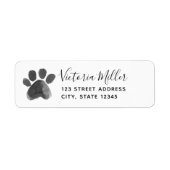 Waterverf Paw Print retour adres label (Voorkant)