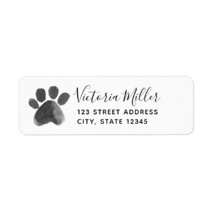 Waterverf Paw Print retour adres label