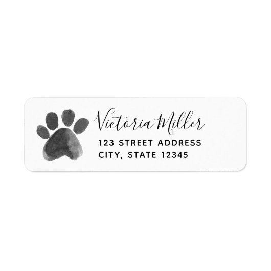 Waterverf Paw Print retour adres label (Voorkant)