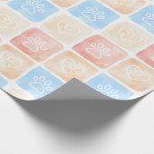 Waterverf Paw Prints & Harten in Dozen Cadeaupapier (Hoek)