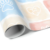 Waterverf Paw Prints & Harten in Dozen Cadeaupapier (Rol Hoek)