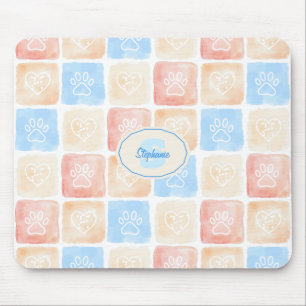 Waterverf Paw Prints & Harten in Dozen Muismat