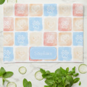 Waterverf Paw Prints & Harten in Dozen Theedoek (Gevouwen)