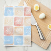 Waterverf Paw Prints & Harten in Dozen Theedoek (Quarter Fold)