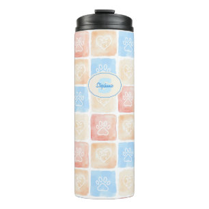Waterverf Paw Prints & Harten in Dozen Thermosbeker