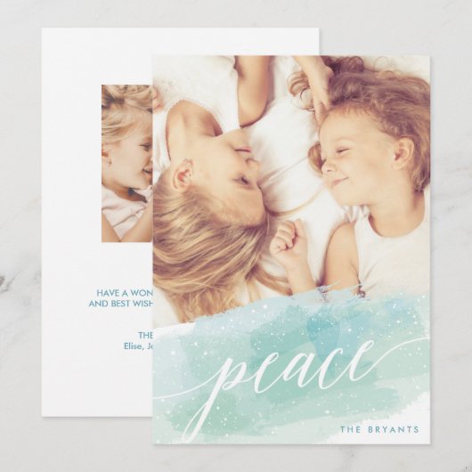 Waterverf Peace Holiday-fotokaarten Feestdagenkaart (Voorkant / Achterkant)