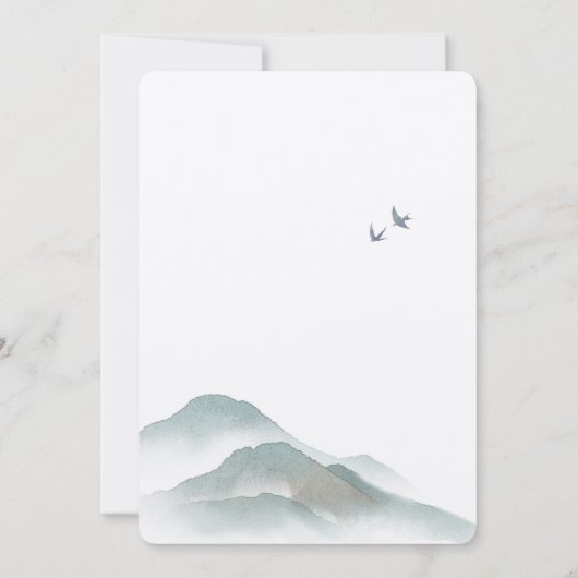 Waterverf Peaceful Woodland Mountain Baby shower Kaart (Achterkant)